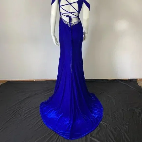 Ashley Lauren Velvet Off-Shoulder Evening Dress - Picture 5 of 7